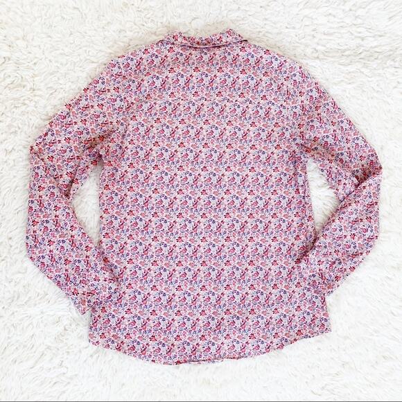 LAUREN CONRAD Beige Red Floral Button Down Shirt - Picture 2 of 6